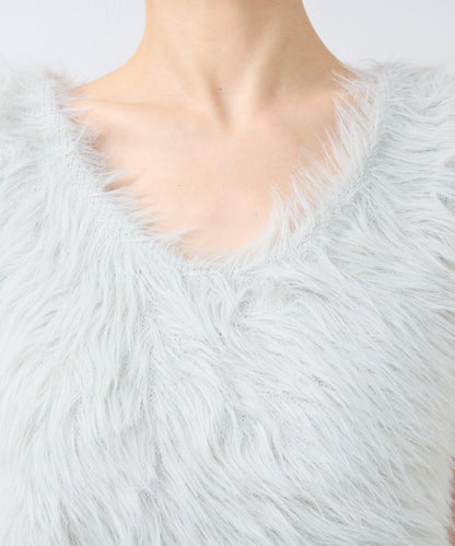 長款羽毛前後兩穿針織馬甲