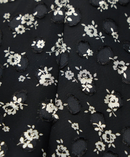 單色小花印花鬆緊袖襯衫