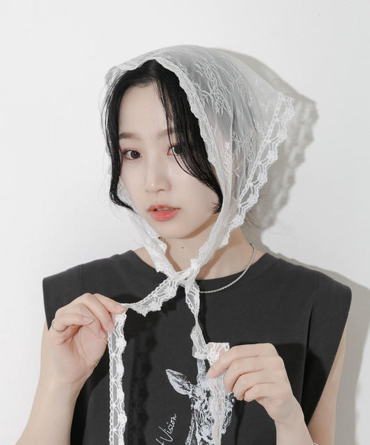 波浪花邊蕾絲頭巾