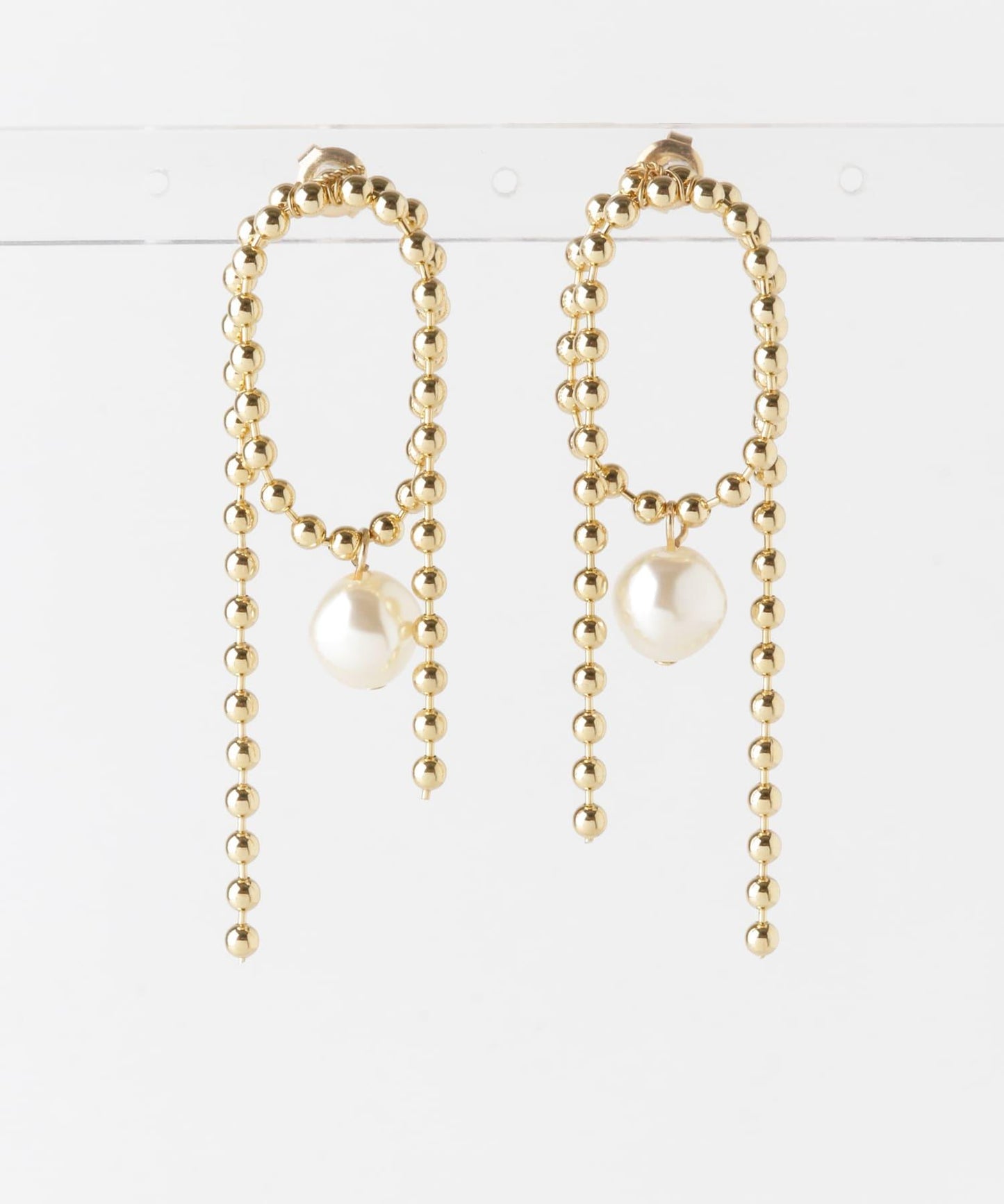球鏈珍珠點綴耳釘