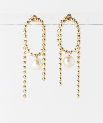 球鏈珍珠點綴耳釘
