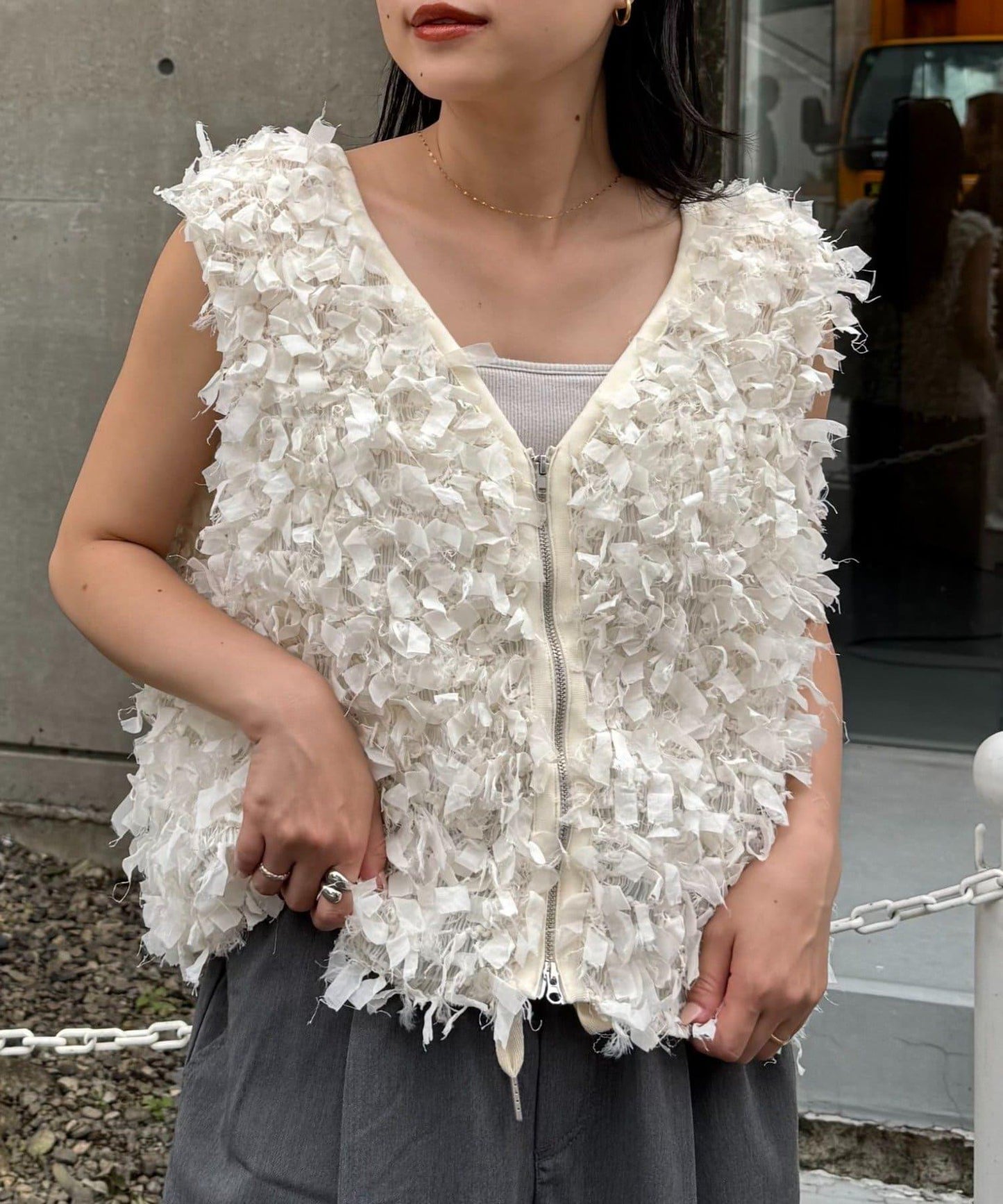 蝴蝶結流蘇拉鍊馬甲