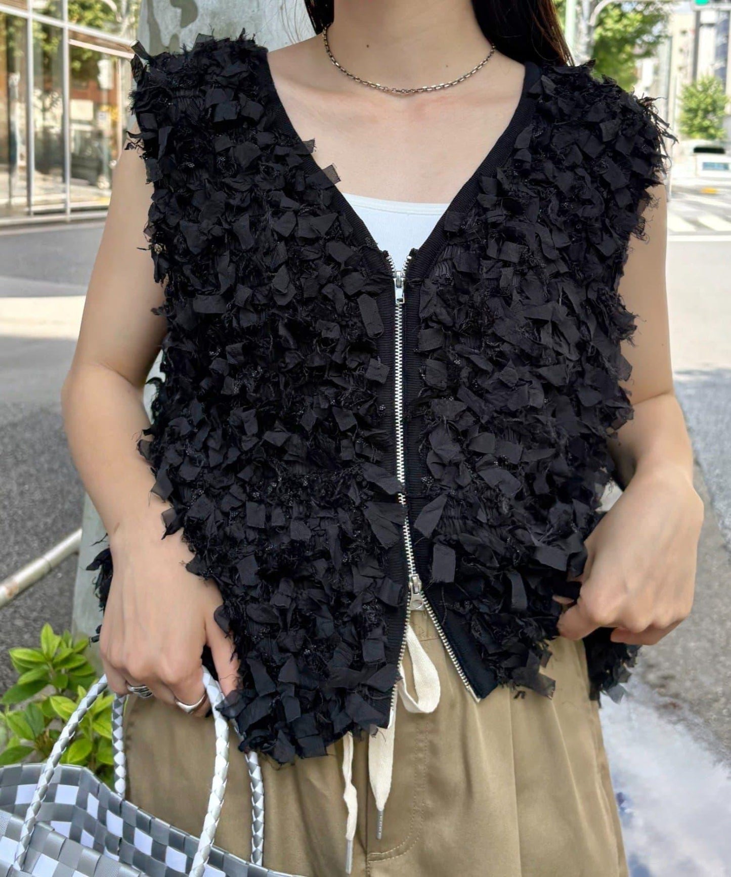 蝴蝶結流蘇拉鍊馬甲