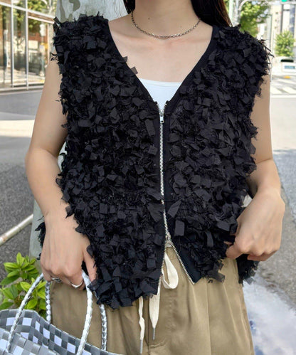 蝴蝶結流蘇拉鍊馬甲