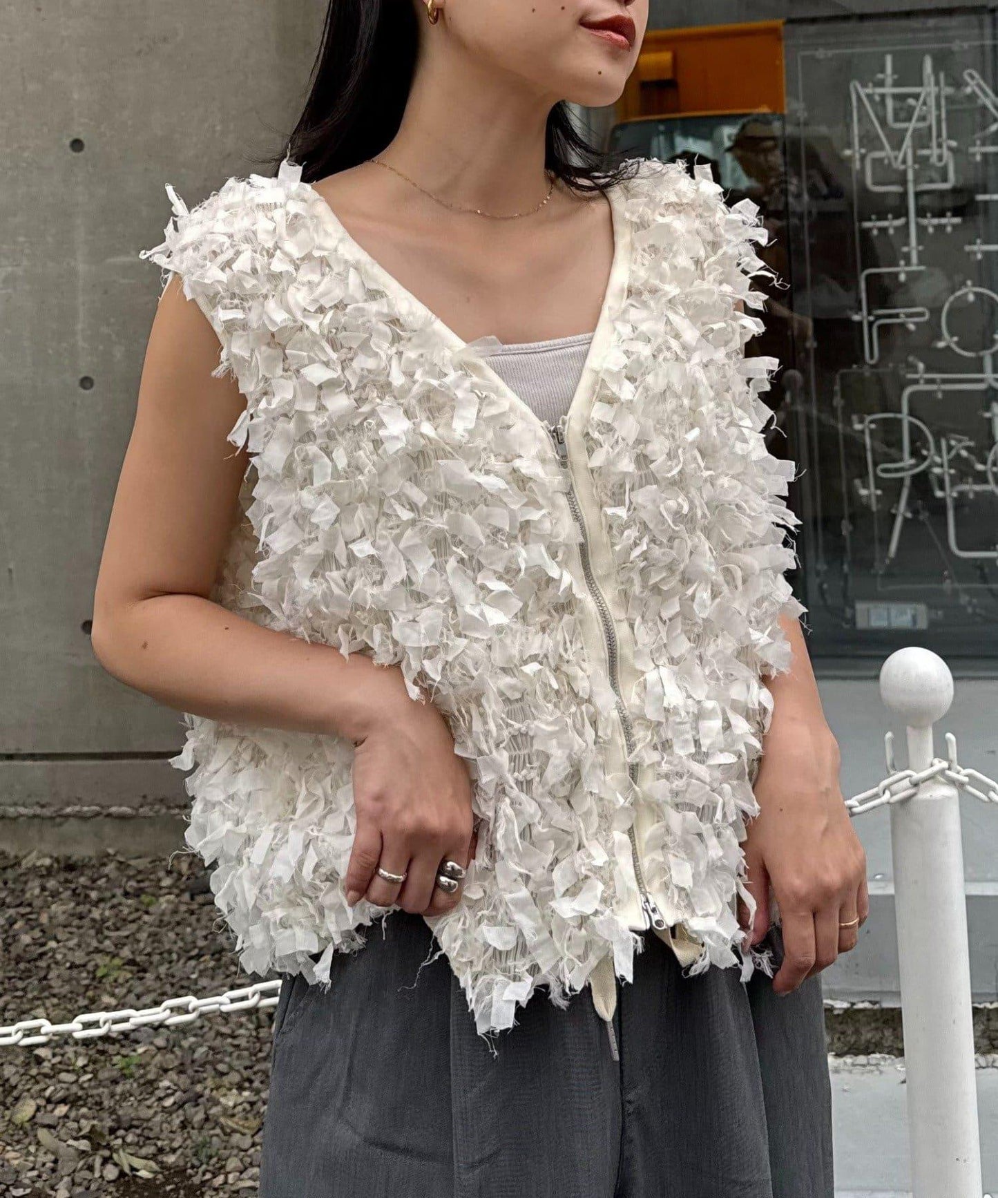 蝴蝶結流蘇拉鍊馬甲