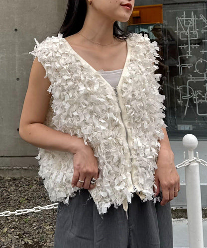 蝴蝶結流蘇拉鍊馬甲