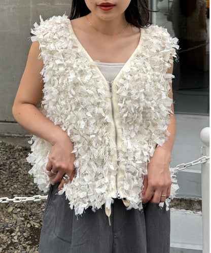 蝴蝶結流蘇拉鍊馬甲