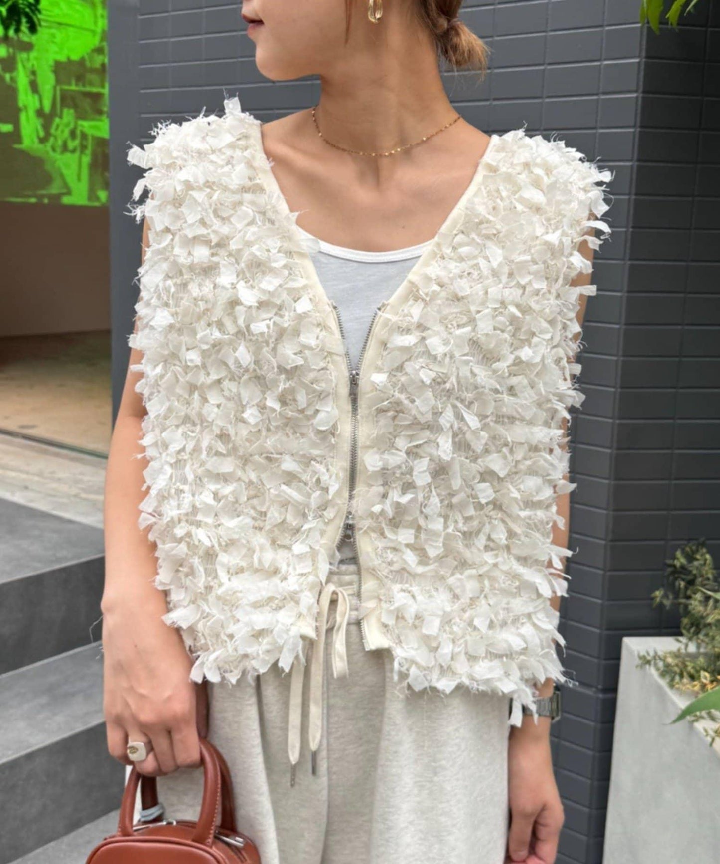 蝴蝶結流蘇拉鍊馬甲