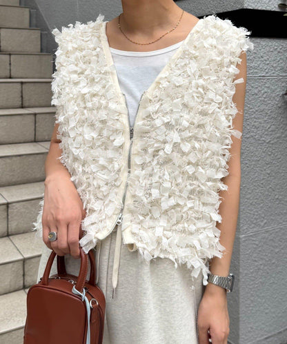 蝴蝶結流蘇拉鍊馬甲