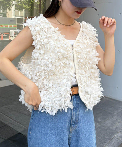 蝴蝶結流蘇拉鍊馬甲