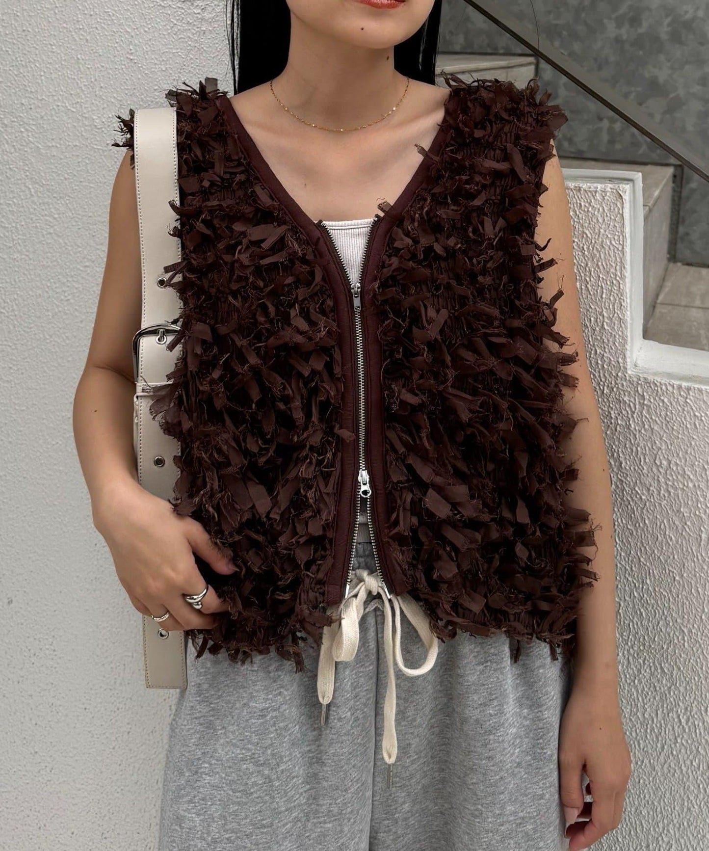 蝴蝶結流蘇拉鍊馬甲