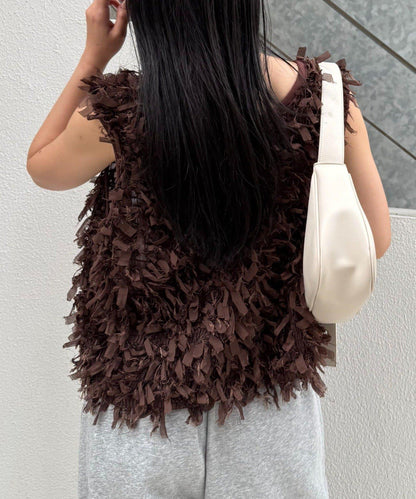 蝴蝶結流蘇拉鍊馬甲