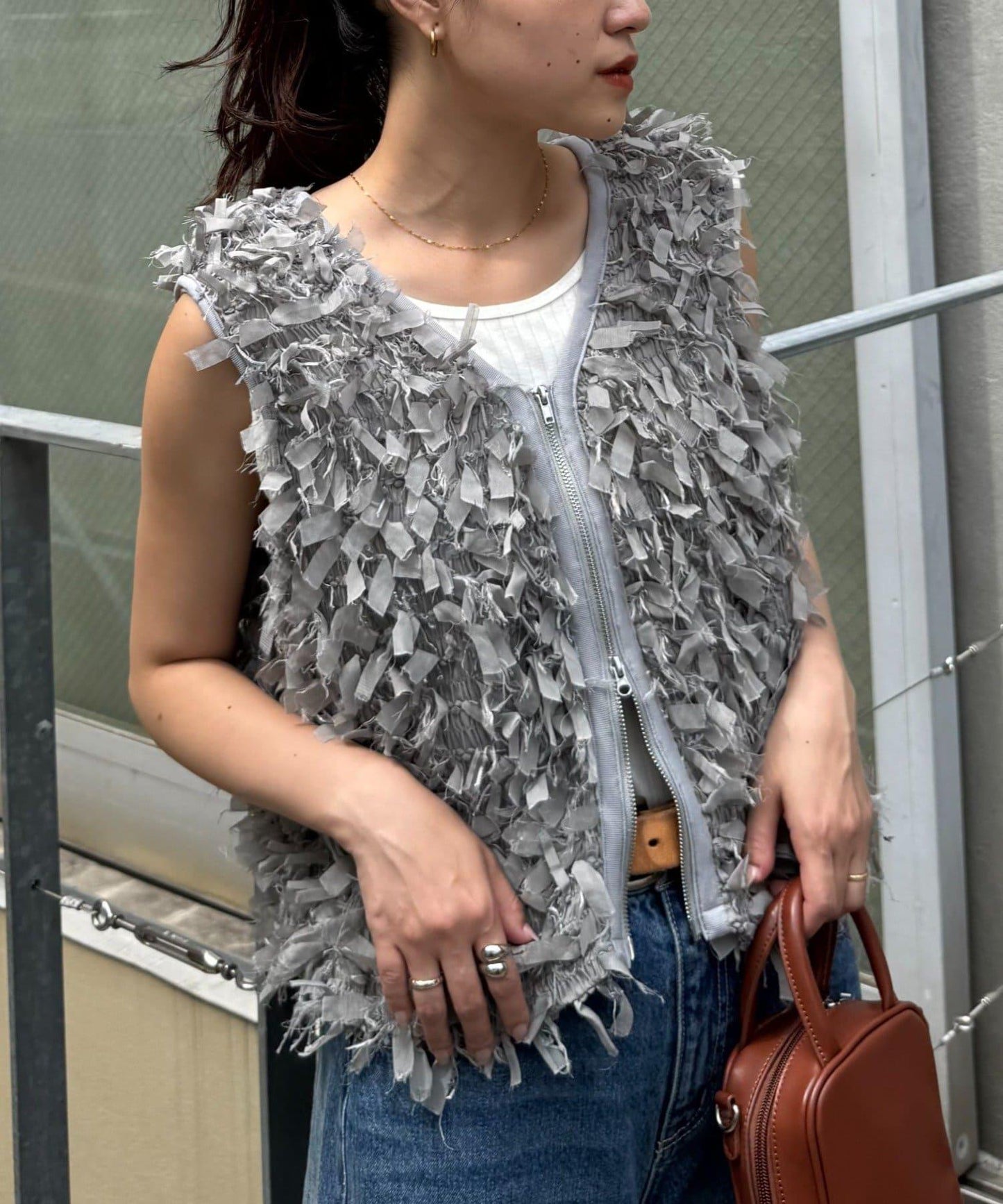 蝴蝶結流蘇拉鍊馬甲