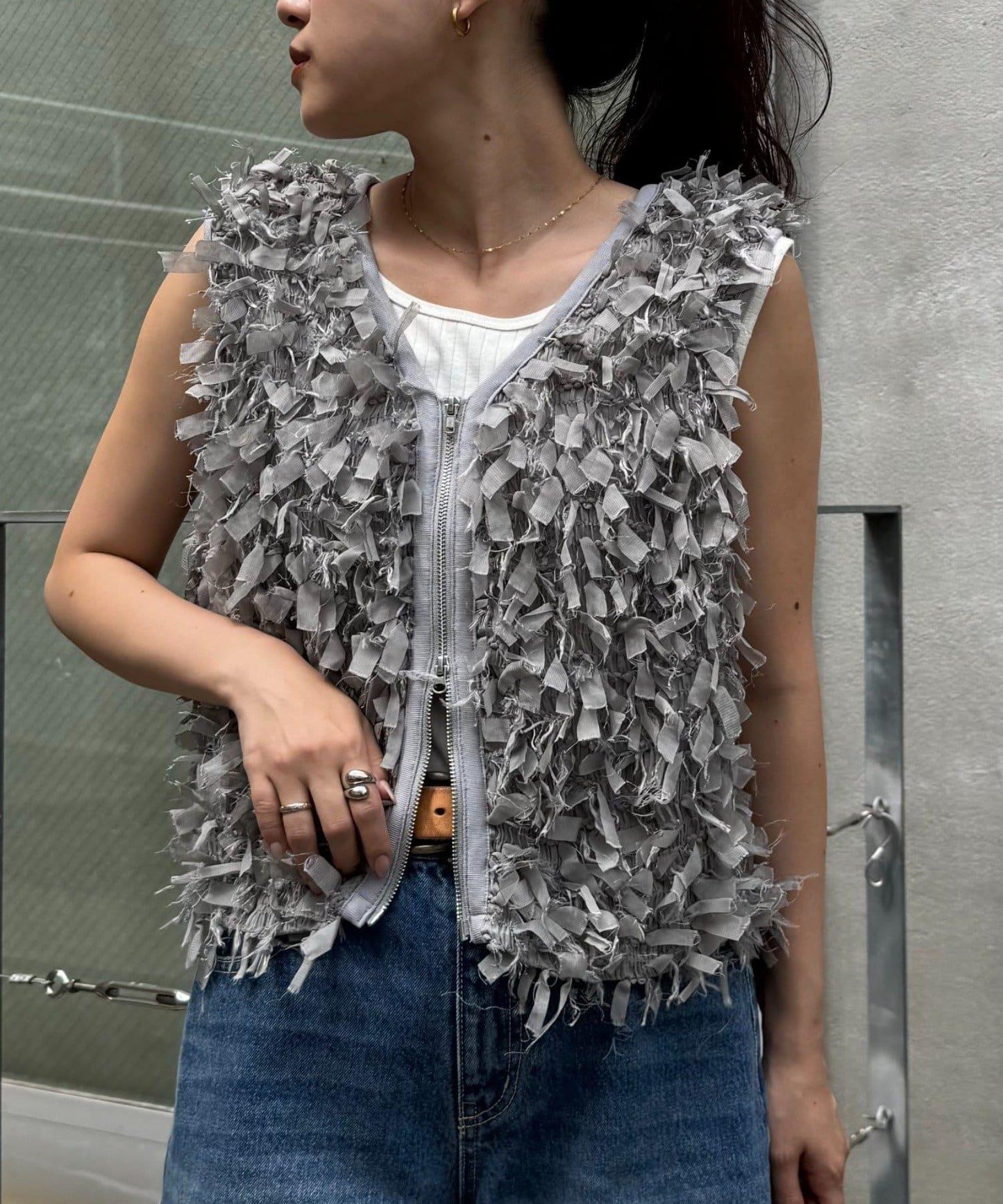 蝴蝶結流蘇拉鍊馬甲