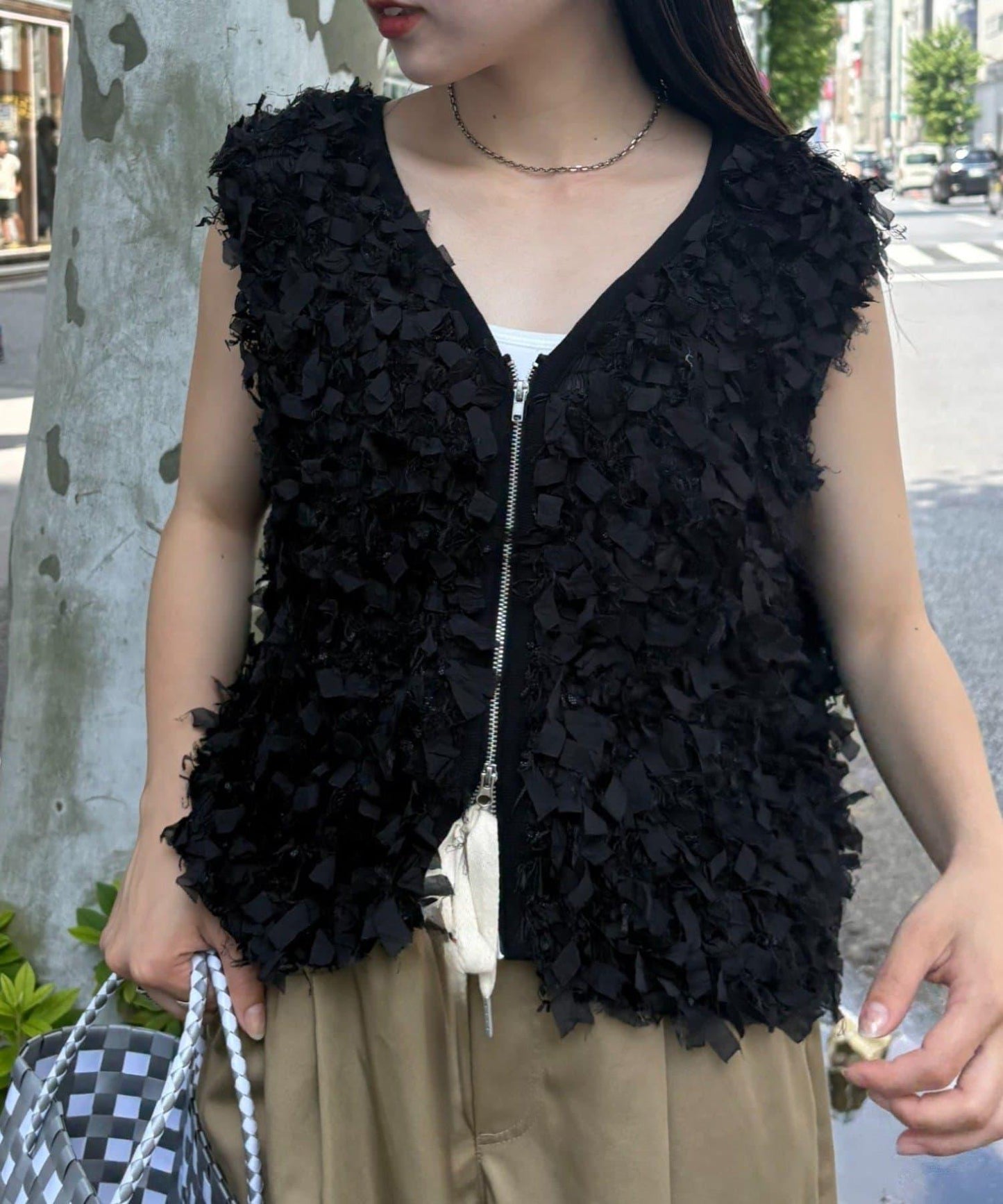 蝴蝶結流蘇拉鍊馬甲