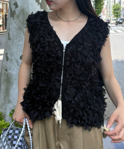 蝴蝶結流蘇拉鍊馬甲