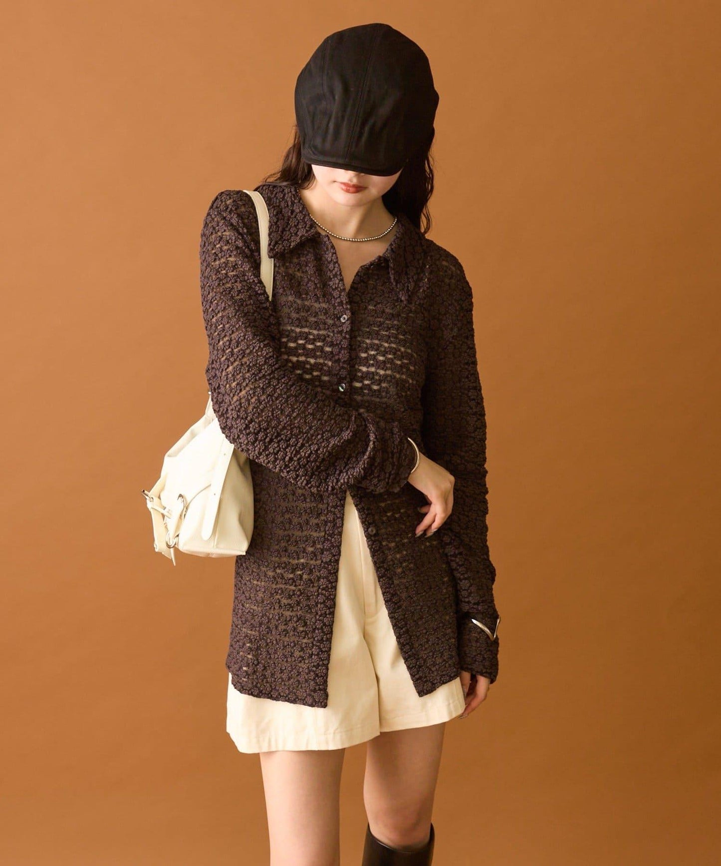 帶領口蕾絲開衫