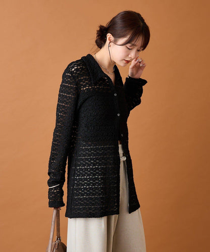 帶領口蕾絲開衫