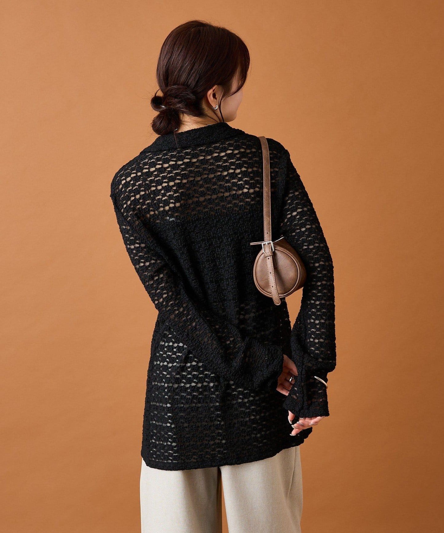 帶領口蕾絲開衫