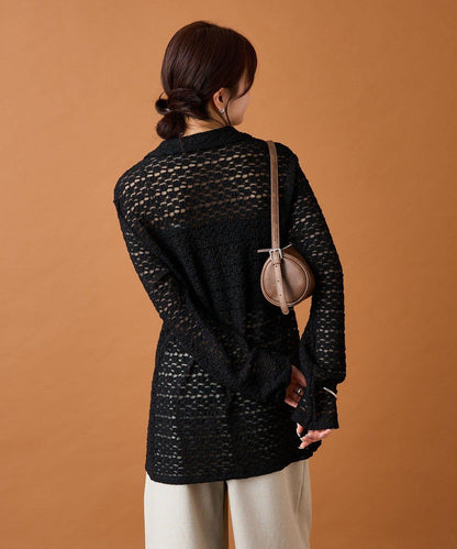 帶領口蕾絲開衫