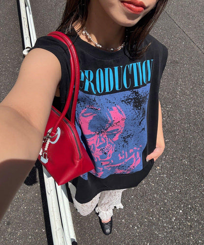 【複製標籤 / 複製標籤】混合復古褪色無袖T恤