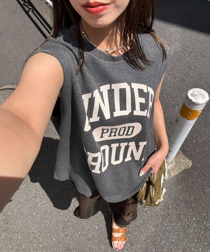 【復刻標籤 / 復刻標籤】混搭復古褪色無袖保暖背心