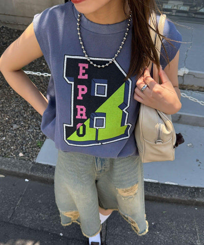 【復刻標籤 / 復刻標籤】混搭復古褪色無袖保暖背心