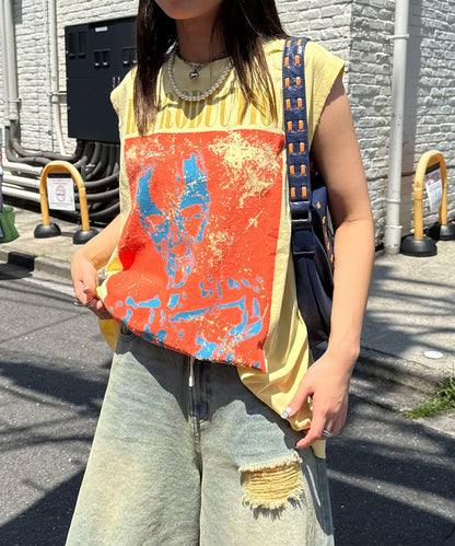 【複製標籤 / 複製標籤】混合復古褪色無袖T恤