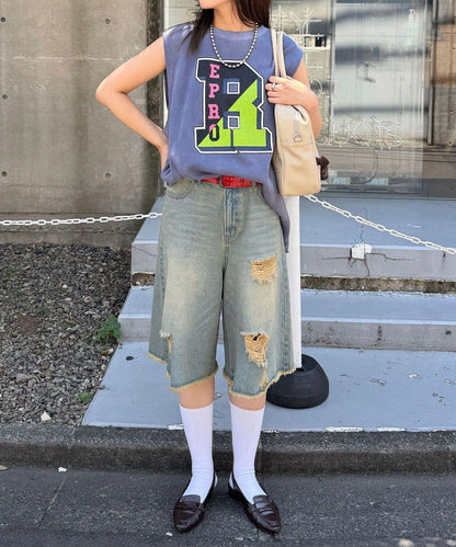 【復刻標籤 / 復刻標籤】混搭復古褪色無袖保暖背心