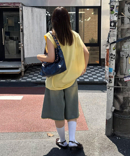 【複製標籤 / 複製標籤】混合復古褪色無袖T恤