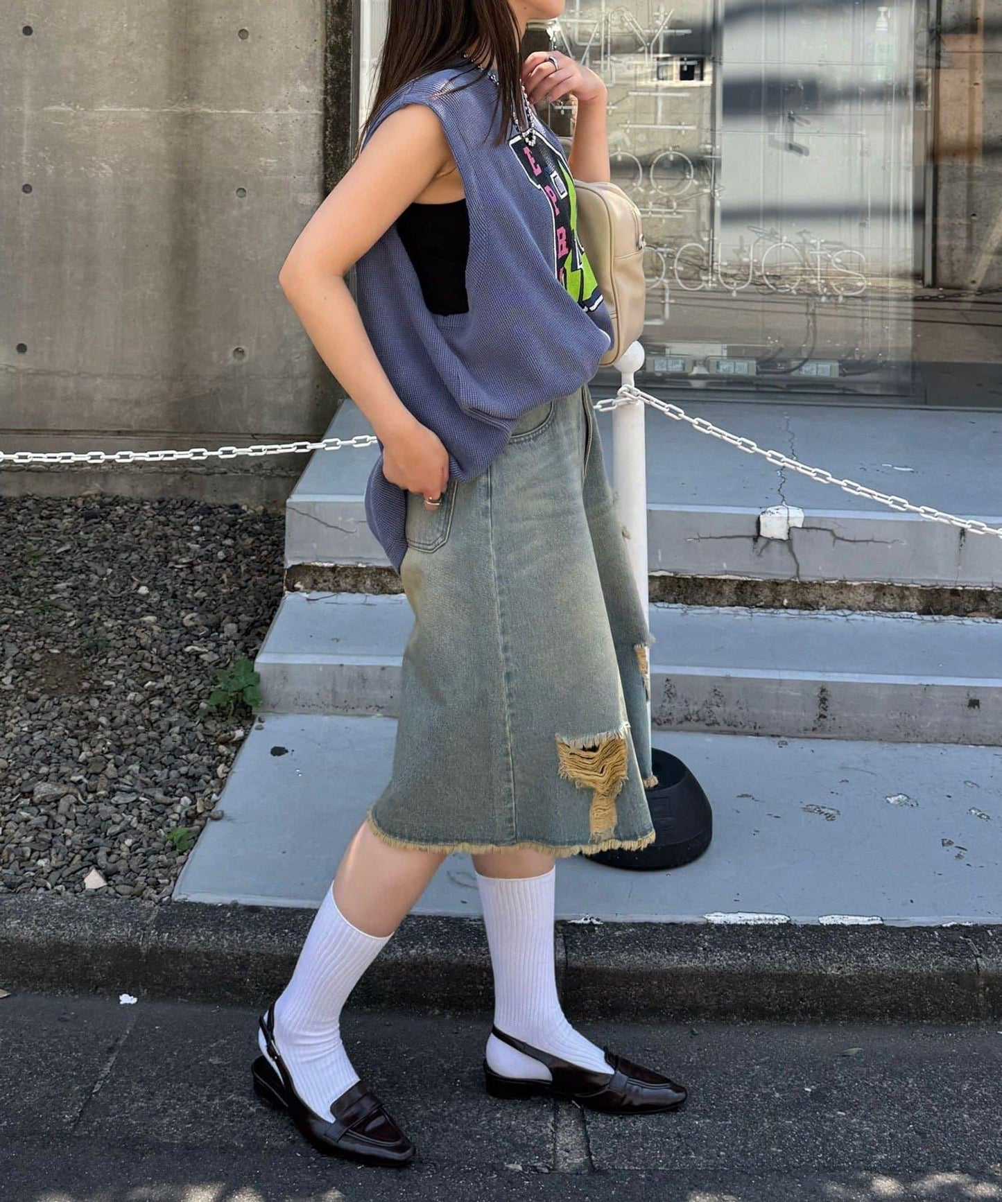 【復刻標籤 / 復刻標籤】混搭復古褪色無袖保暖背心