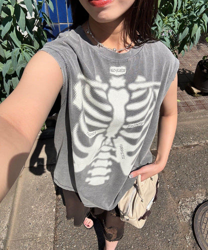 【複製標籤 / 複製標籤】混合復古褪色無袖T恤