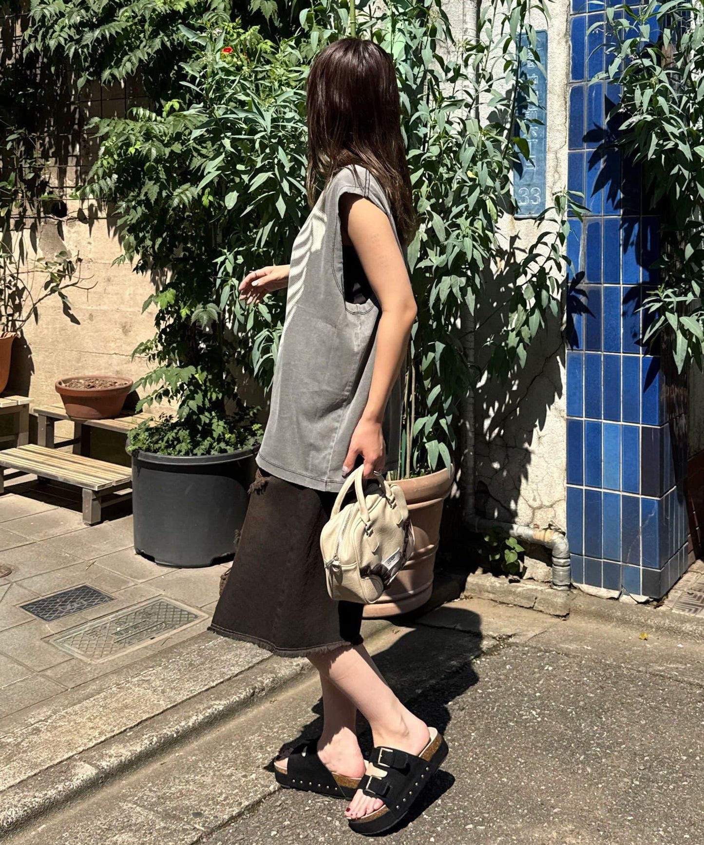 【複製標籤 / 複製標籤】混合復古褪色無袖T恤