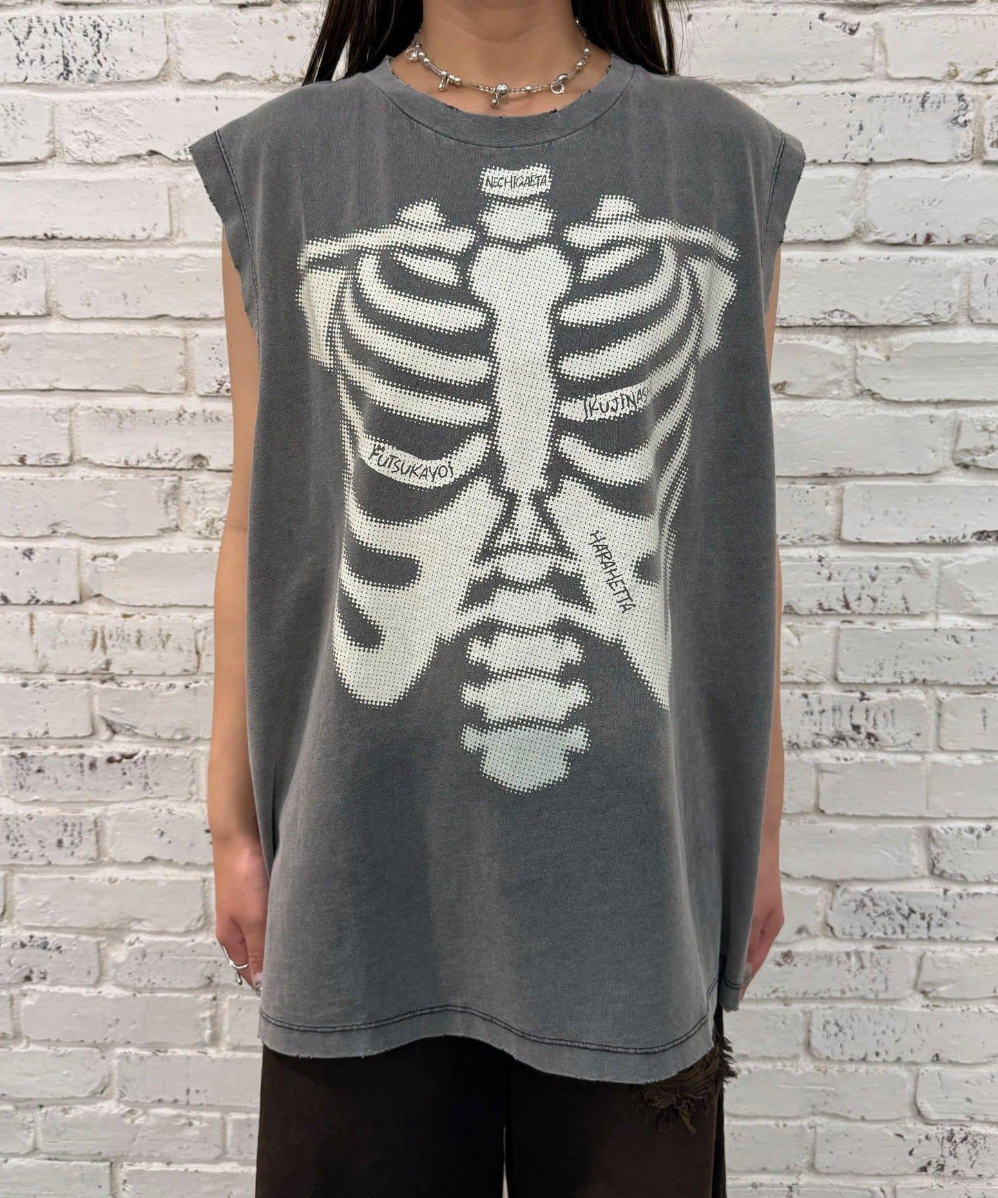 【複製標籤 / 複製標籤】混合復古褪色無袖T恤