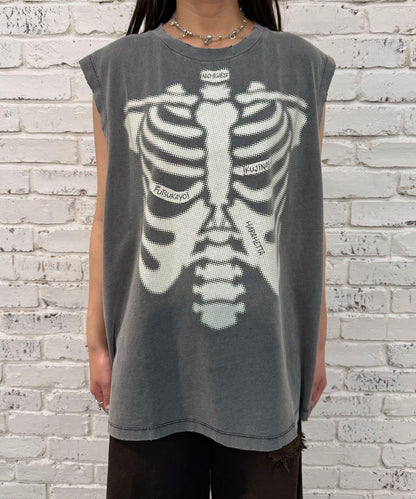 【複製標籤 / 複製標籤】混合復古褪色無袖T恤