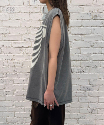 【複製標籤 / 複製標籤】混合復古褪色無袖T恤