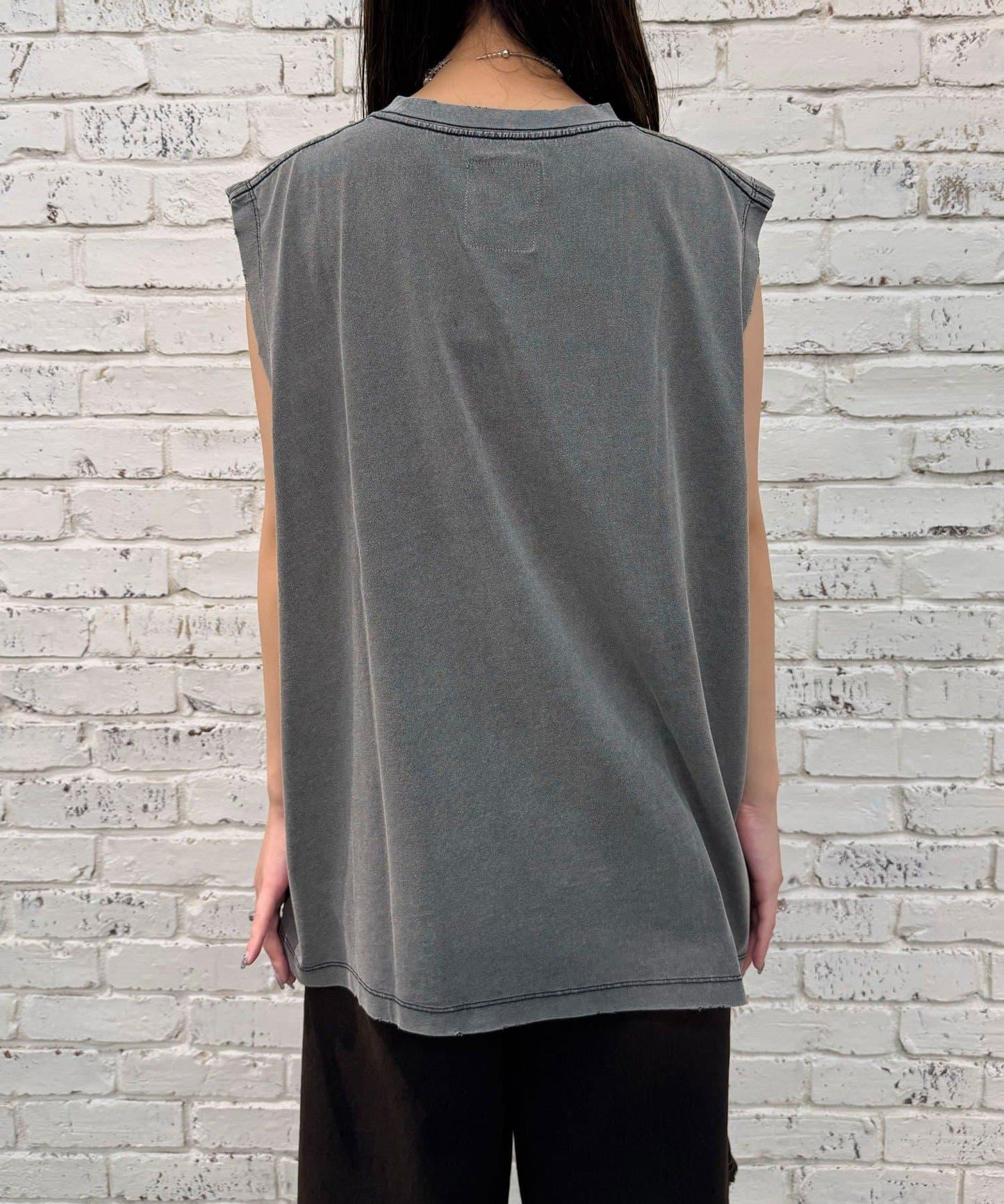 【複製標籤 / 複製標籤】混合復古褪色無袖T恤