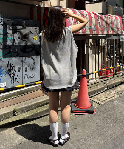 【復刻標籤 / 復刻標籤】混搭復古褪色無袖保暖背心