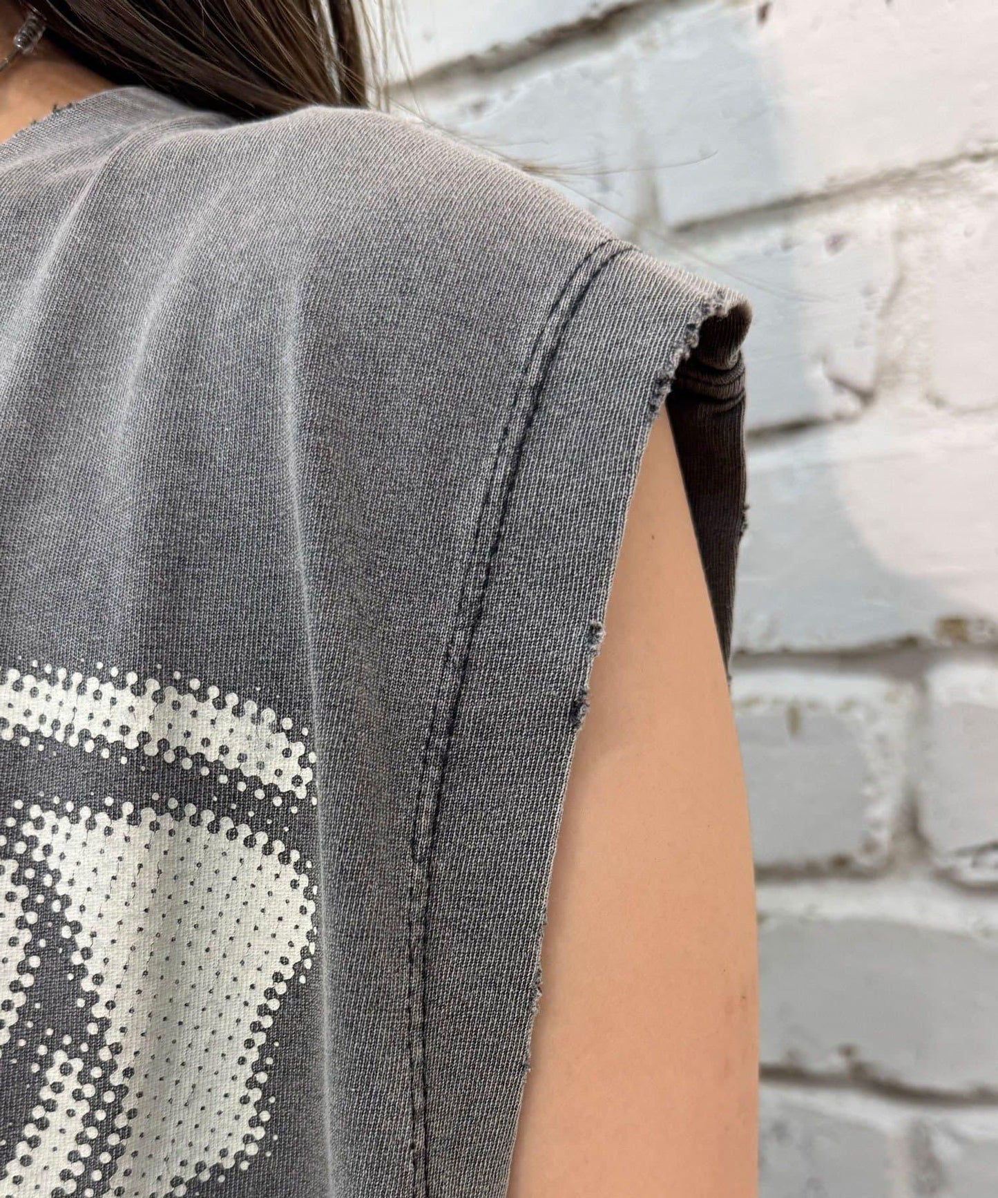 【複製標籤 / 複製標籤】混合復古褪色無袖T恤