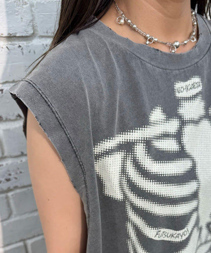 【複製標籤 / 複製標籤】混合復古褪色無袖T恤