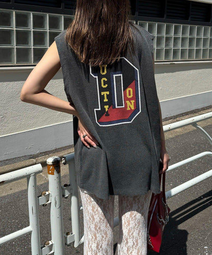 【復刻標籤 / 復刻標籤】混搭復古褪色無袖保暖背心