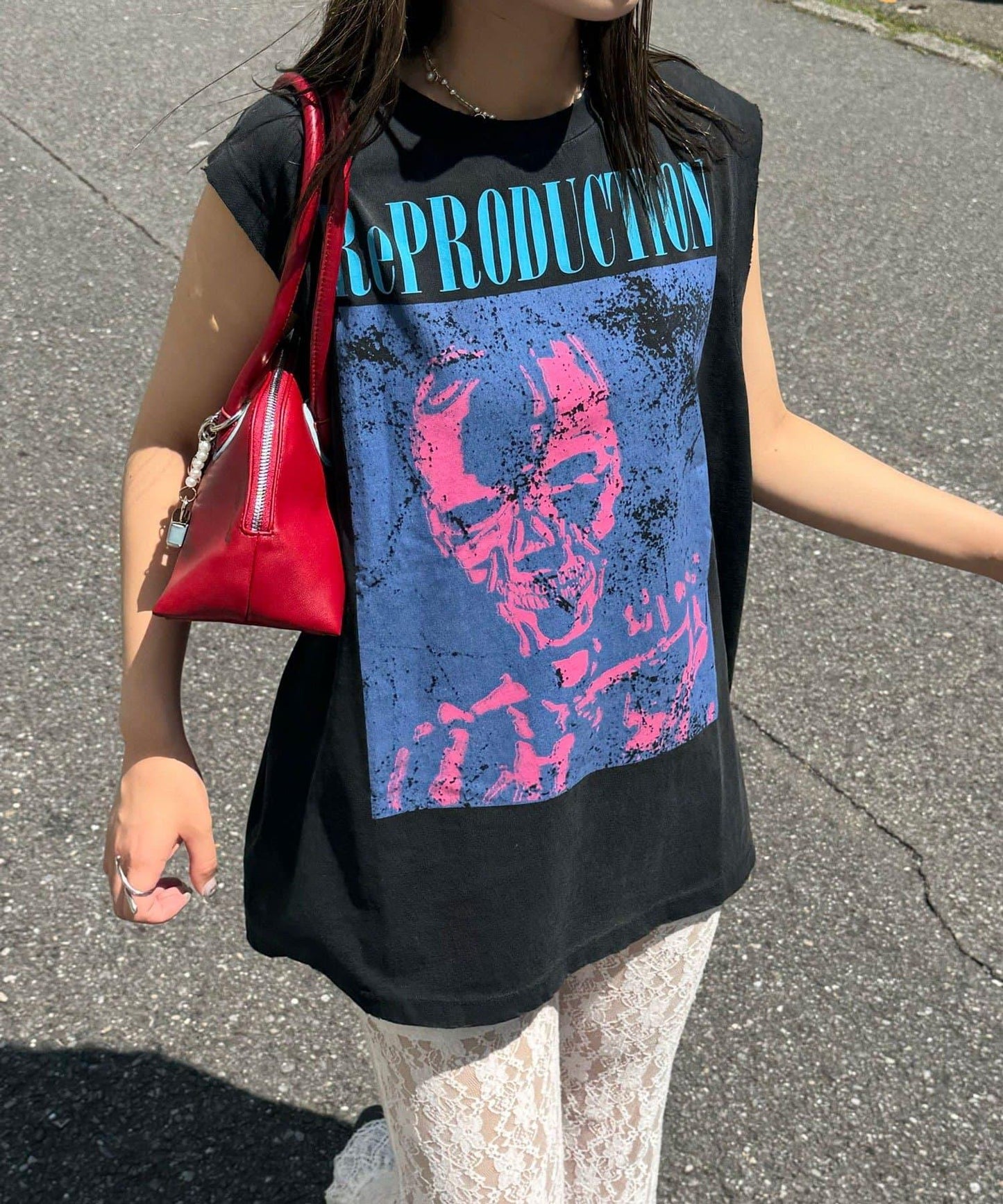 【複製標籤 / 複製標籤】混合復古褪色無袖T恤