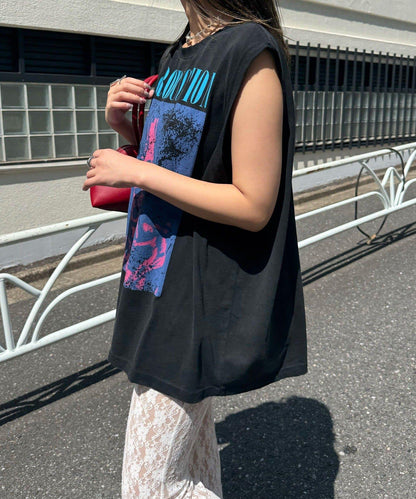 【複製標籤 / 複製標籤】混合復古褪色無袖T恤