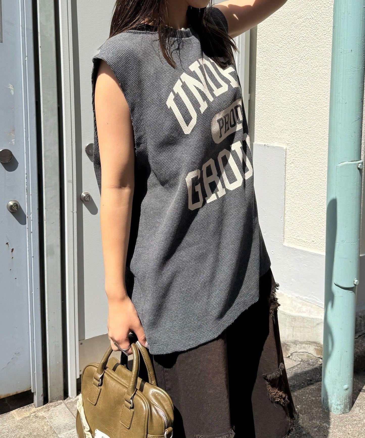【復刻標籤 / 復刻標籤】混搭復古褪色無袖保暖背心