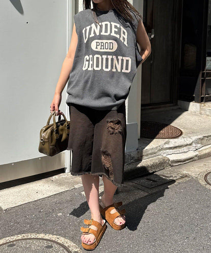 【復刻標籤 / 復刻標籤】混搭復古褪色無袖保暖背心