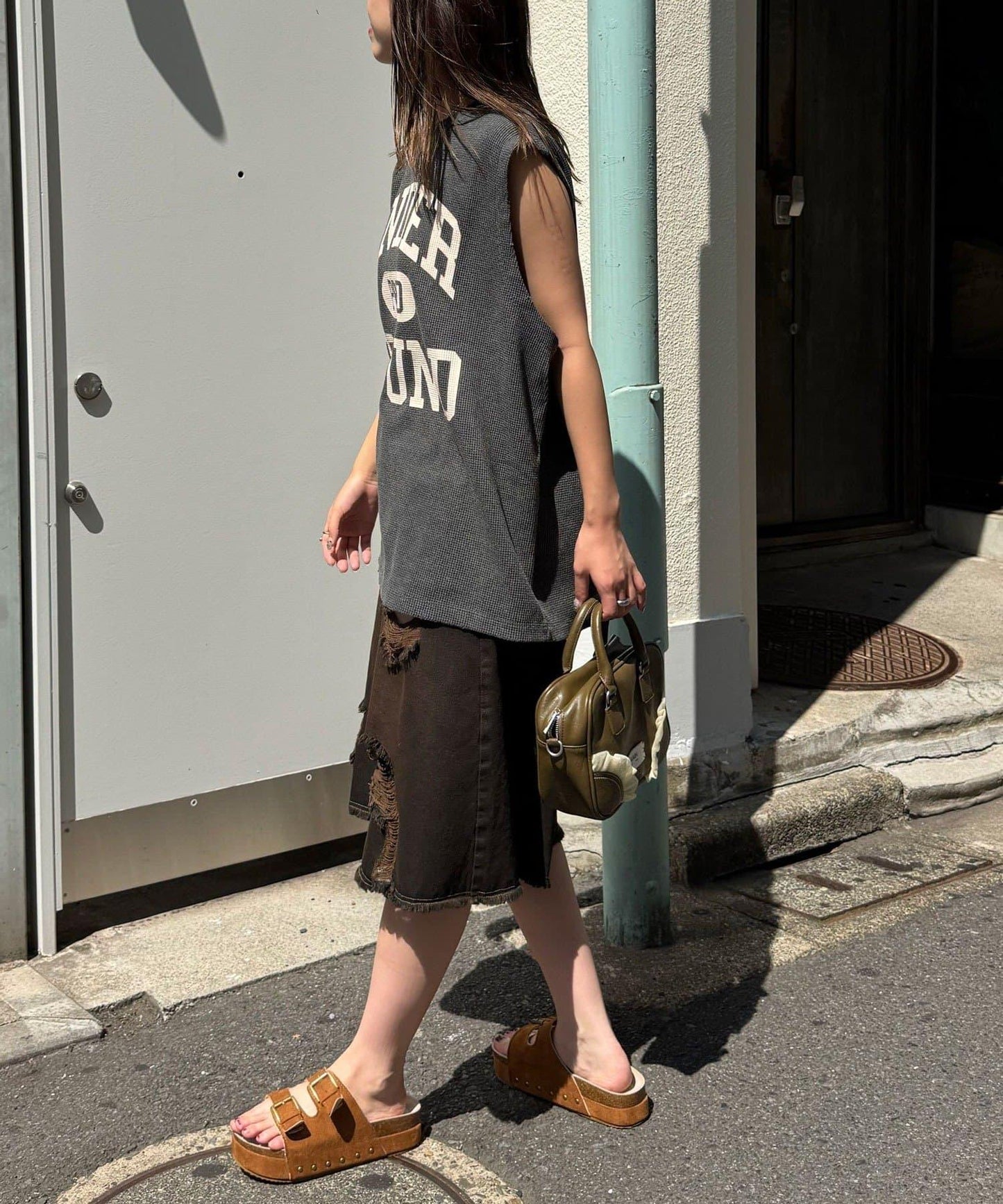 【復刻標籤 / 復刻標籤】混搭復古褪色無袖保暖背心