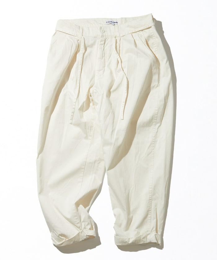 超長細長有機棉2褶修身長褲