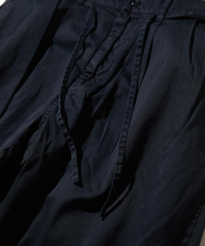 超長細長有機棉2褶修身長褲