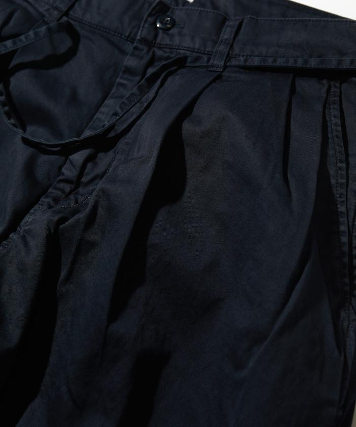 超長細長有機棉2褶修身長褲