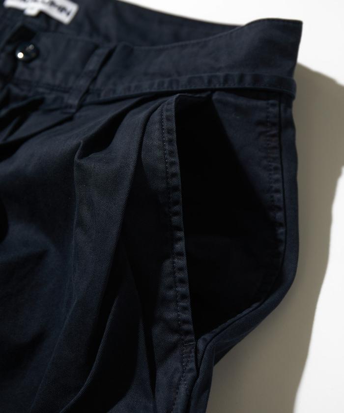 超長細長有機棉2褶修身長褲